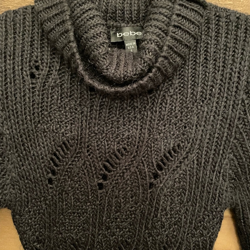 Bebe Black Long Sleeve Knit Dress
